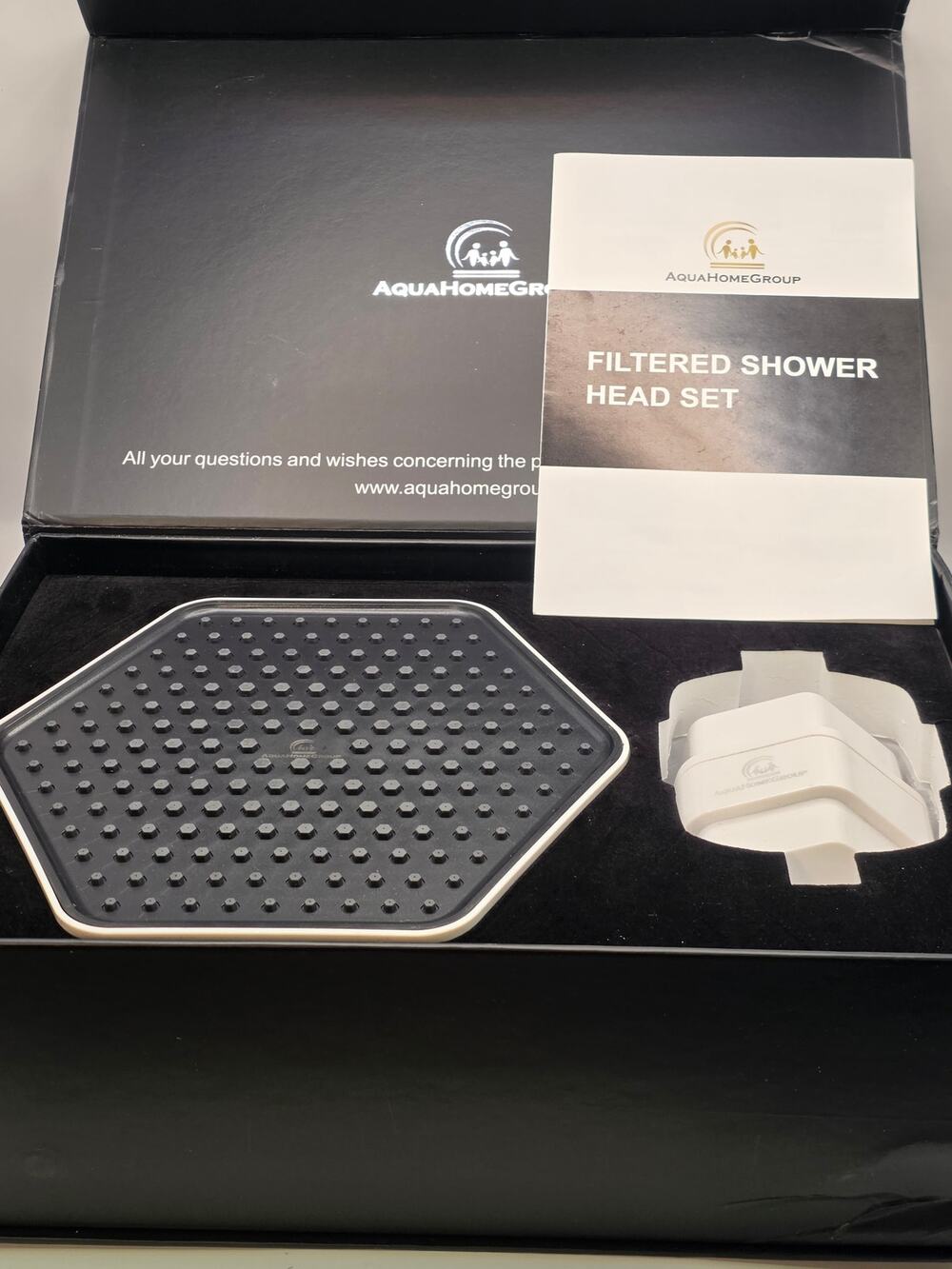 AquaHomeGroup Filtered Shower Head Set Square Chrome Shower Filter Open Box
